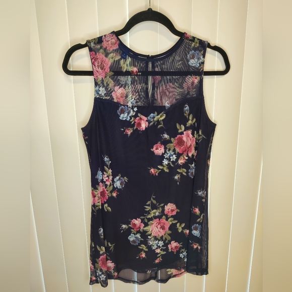 Apt. 9 Tops - Apt. 9 Blue Sleeveless Top with Floral Pattern Size Small